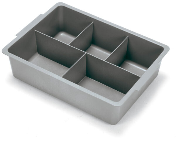 Contenitore portaoggetti, profondità 120 mm, c/divisorio scomparti