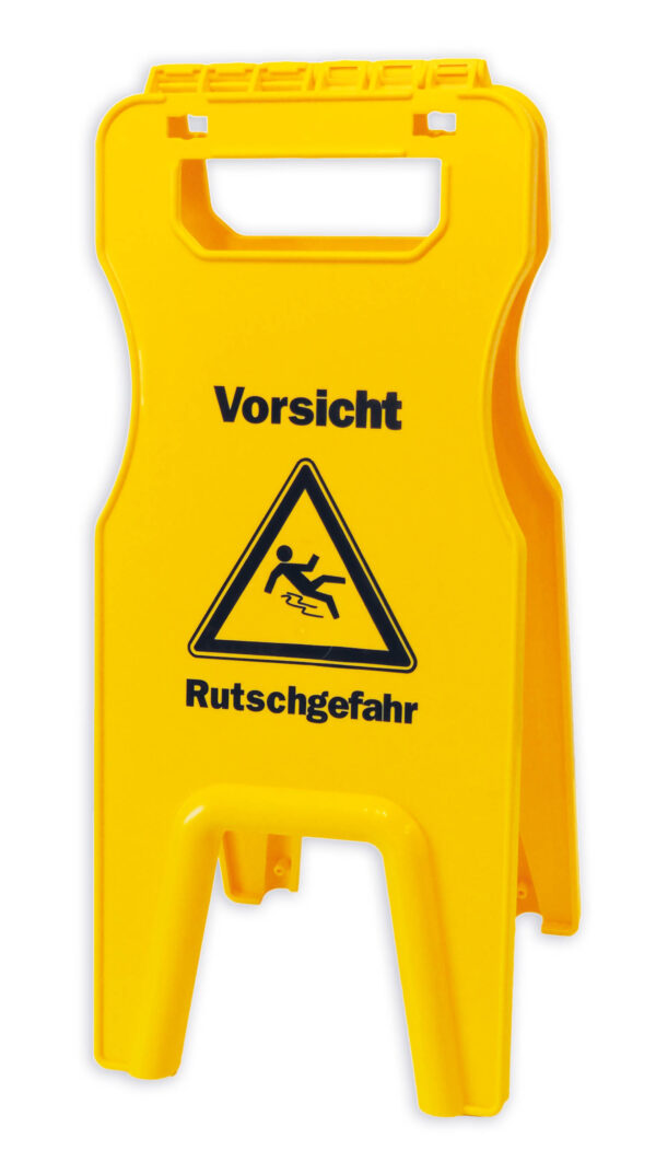 Cartello pavimento bagnato pieghevole “W2” incl. supporti, giallo